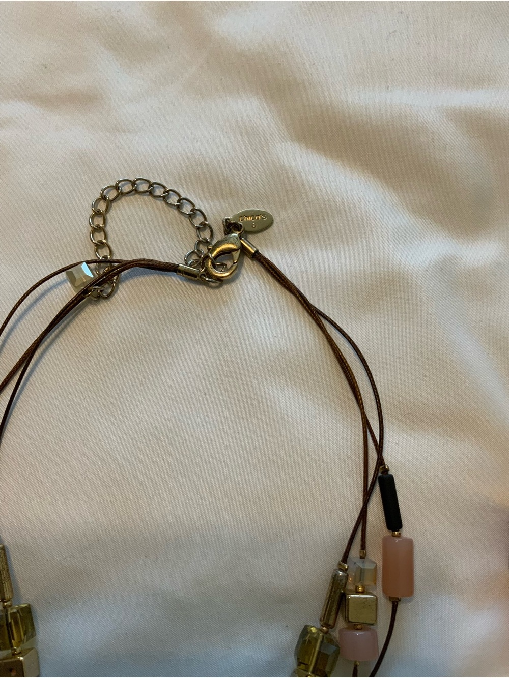 Chicos Multicolor Glass Bead Necklace and Bangle Set - Pink, Gold, Burgundy - Picture 3 of 8